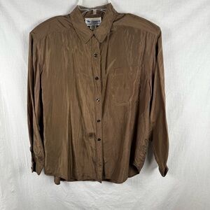 Vintage Tanner Women’s Silk Blouse Taupe Brown